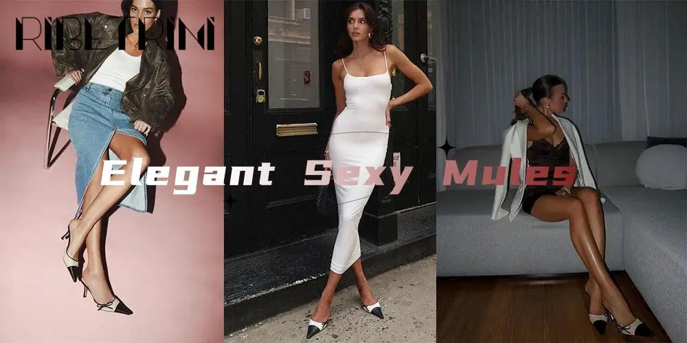 Spring Summer New Brand Mules Shoes Thin High Heels Pointed Toe Women Pumps Elegant Dress Sexy Luxury Quality Officel Lady Pumps