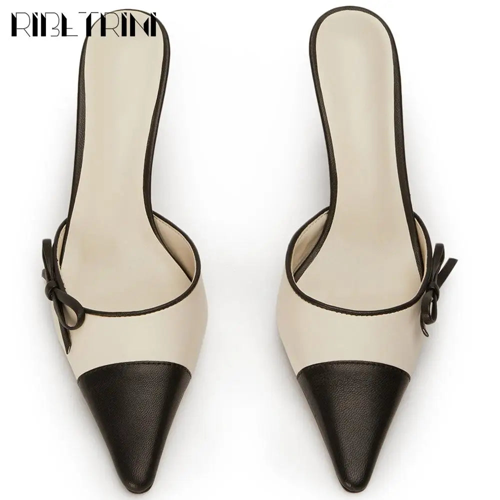 Spring Summer New Brand Mules Shoes Thin High Heels Pointed Toe Women Pumps Elegant Dress Sexy Luxury Quality Officel Lady Pumps