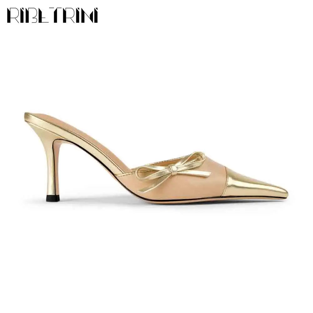 Spring Summer New Brand Mules Shoes Thin High Heels Pointed Toe Women Pumps Elegant Dress Sexy Luxury Quality Officel Lady Pumps