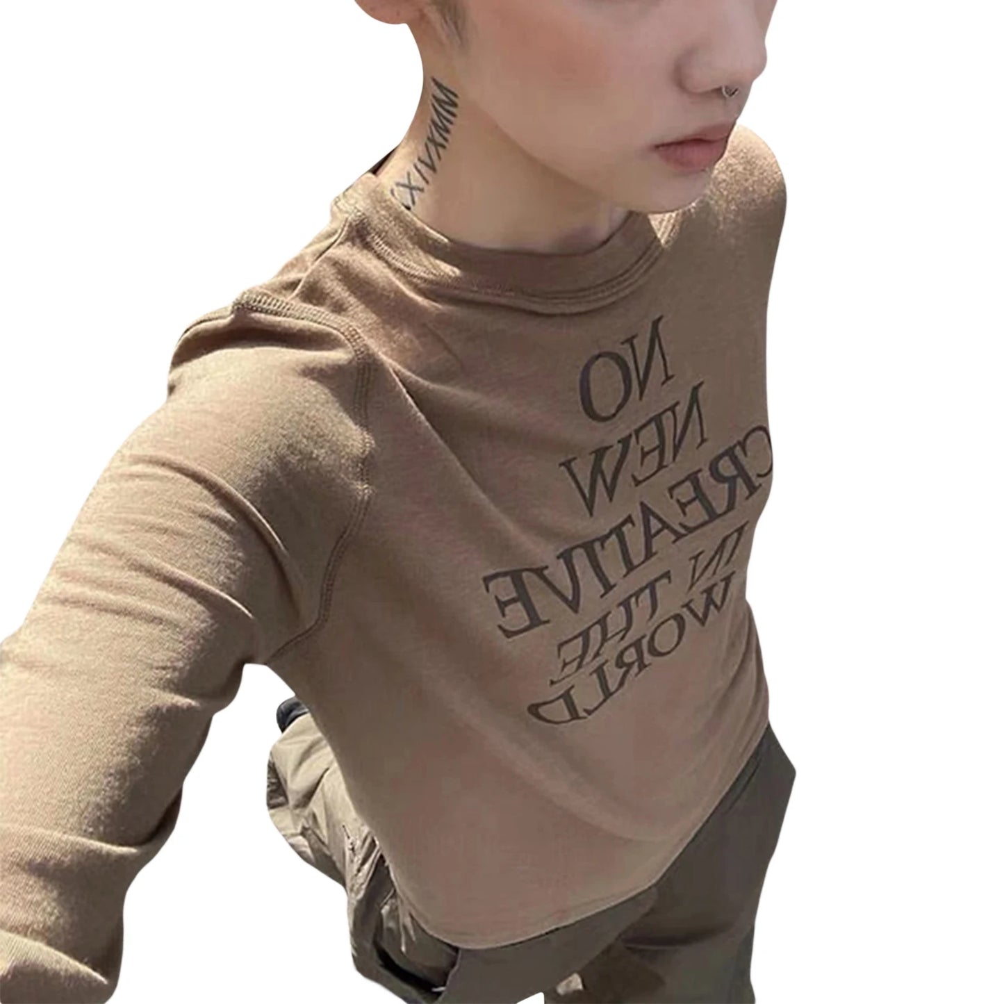 Women Long Sleeve Tops Casual Loose Letter Print Pullover Shirt Blouse for Club Streetwear