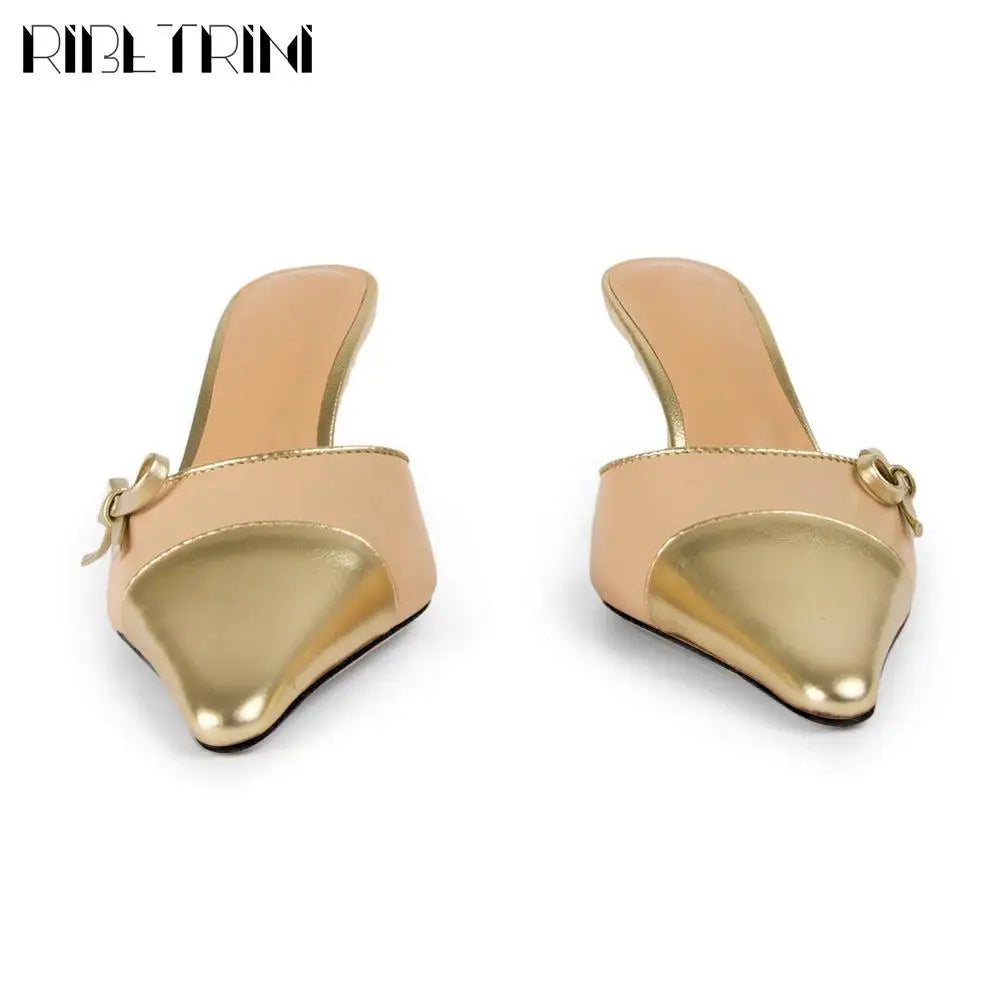 Spring Summer New Brand Mules Shoes Thin High Heels Pointed Toe Women Pumps Elegant Dress Sexy Luxury Quality Officel Lady Pumps