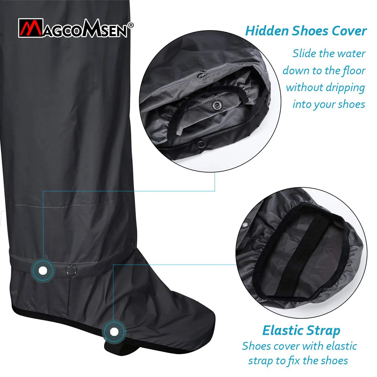 MAGCOMSEN Men's Waterproof Overtrousers Rainwear Outdoor Pants Rain-proof Rain Pants Hiking Walking Trousers With Shoes Cover