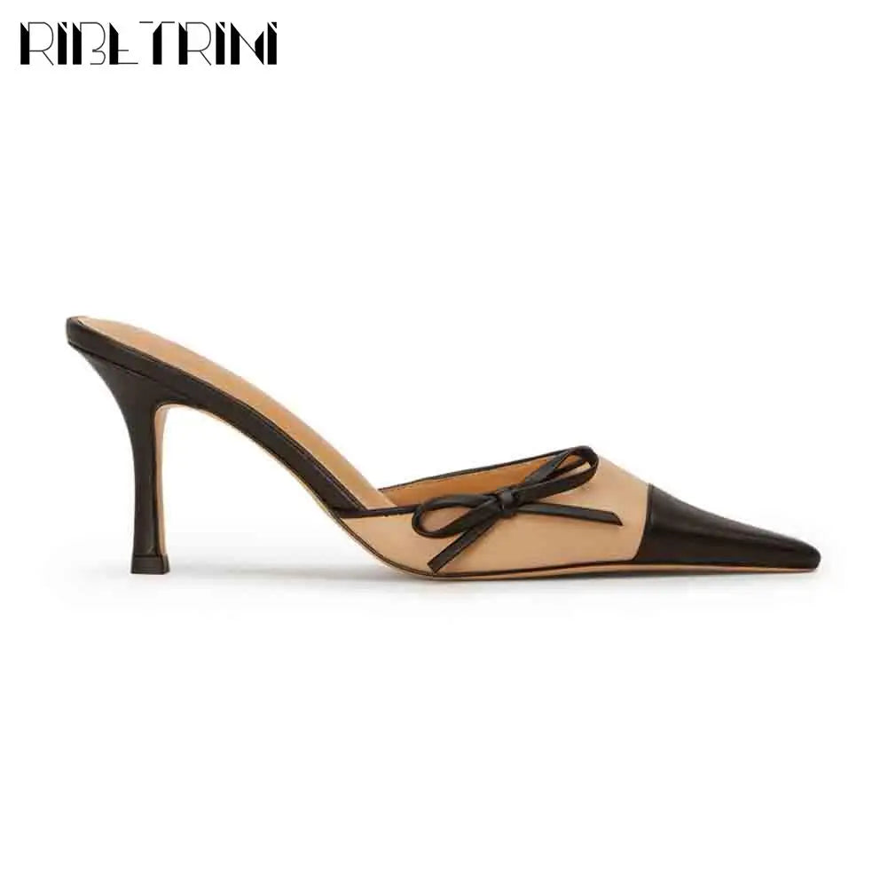 Spring Summer New Brand Mules Shoes Thin High Heels Pointed Toe Women Pumps Elegant Dress Sexy Luxury Quality Officel Lady Pumps