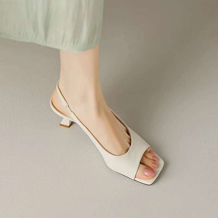 Open Toe Mid Heels Shoes Sandals Women Slides New Brand Pumps Shoes Party Designer Dress Women Slippers Zapatillas