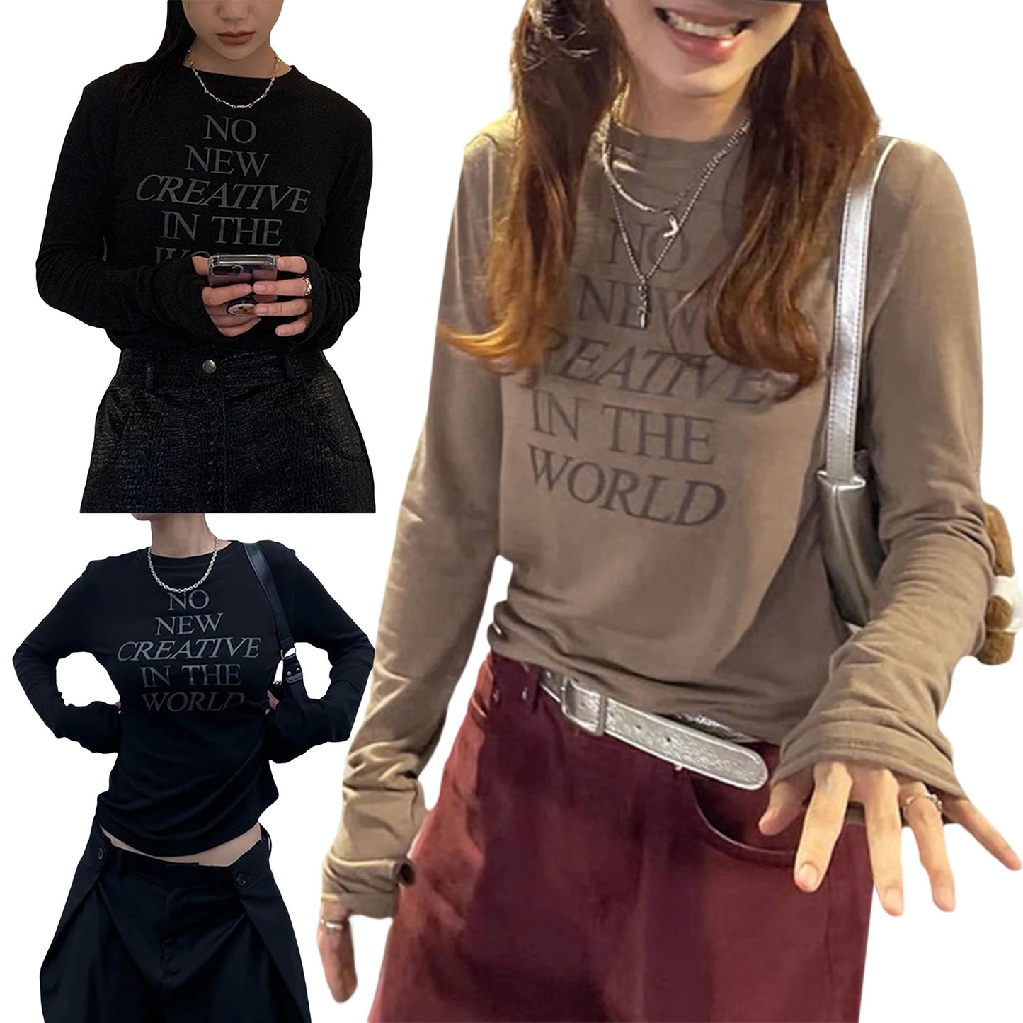 Women Long Sleeve Tops Casual Loose Letter Print Pullover Shirt Blouse for Club Streetwear
