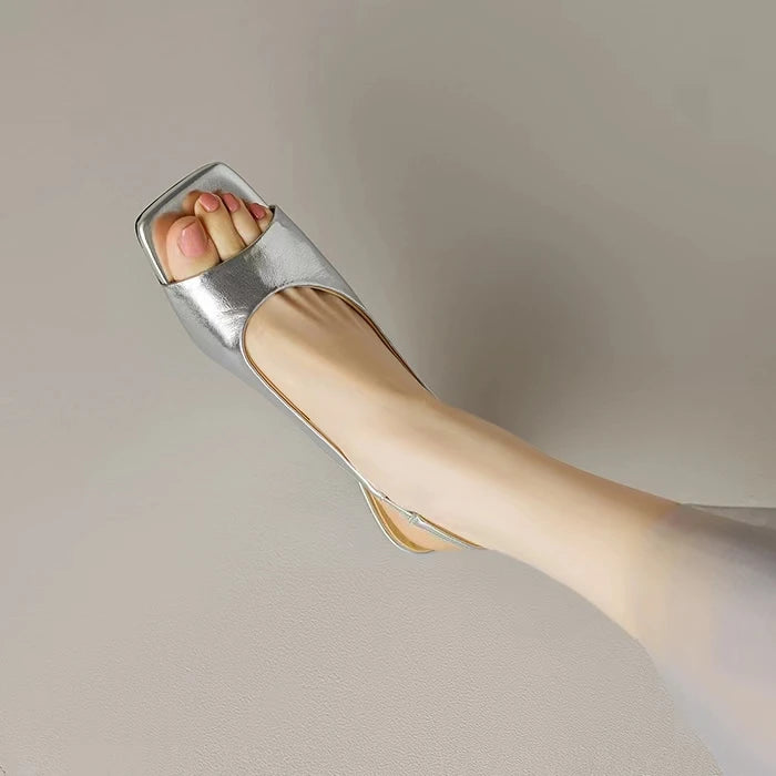 Open Toe Mid Heels Shoes Sandals Women Slides New Brand Pumps Shoes Party Designer Dress Women Slippers Zapatillas