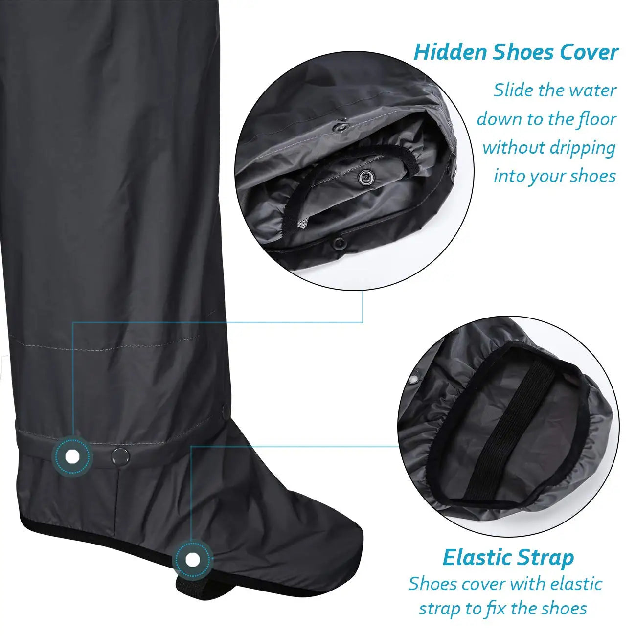 MAGCOMSEN Men's Waterproof Overtrousers Rainwear Outdoor Pants Rain-proof Rain Pants Hiking Walking Trousers With Shoes Cover