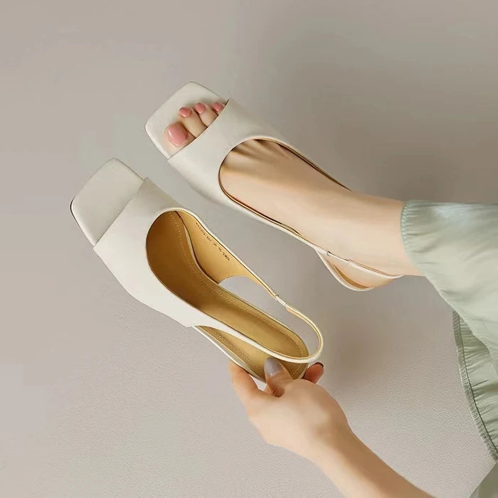 Open Toe Mid Heels Shoes Sandals Women Slides New Brand Pumps Shoes Party Designer Dress Women Slippers Zapatillas