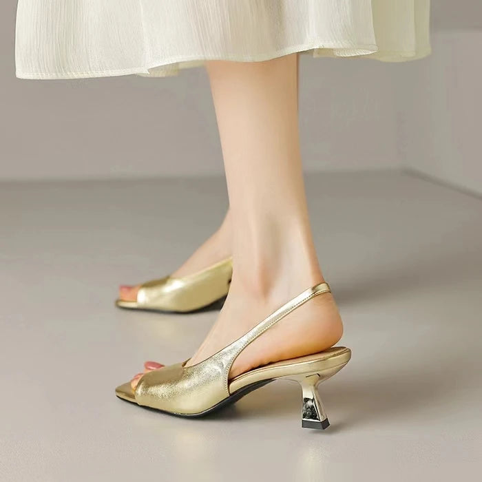 Open Toe Mid Heels Shoes Sandals Women Slides New Brand Pumps Shoes Party Designer Dress Women Slippers Zapatillas