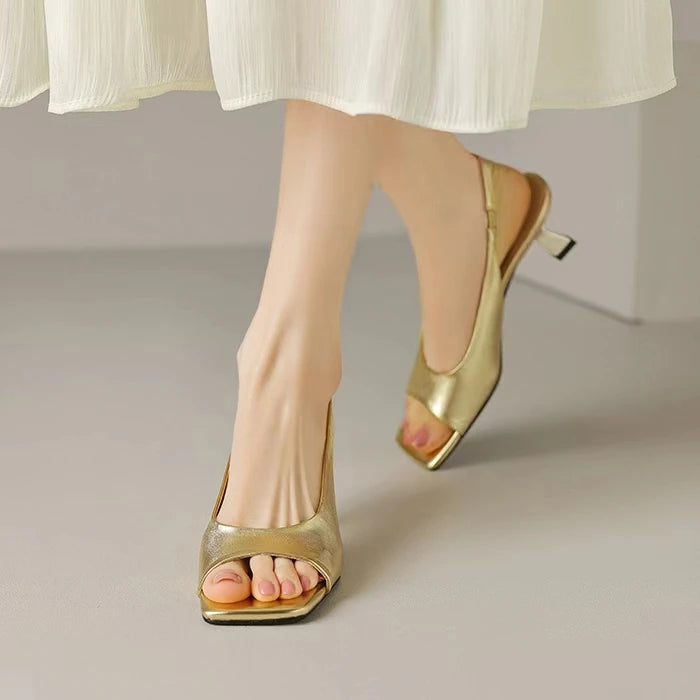 Open Toe Mid Heels Shoes Sandals Women Slides New Brand Pumps Shoes Party Designer Dress Women Slippers Zapatillas
