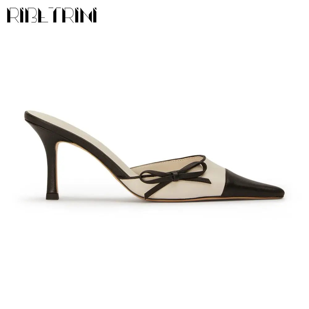 Spring Summer New Brand Mules Shoes Thin High Heels Pointed Toe Women Pumps Elegant Dress Sexy Luxury Quality Officel Lady Pumps