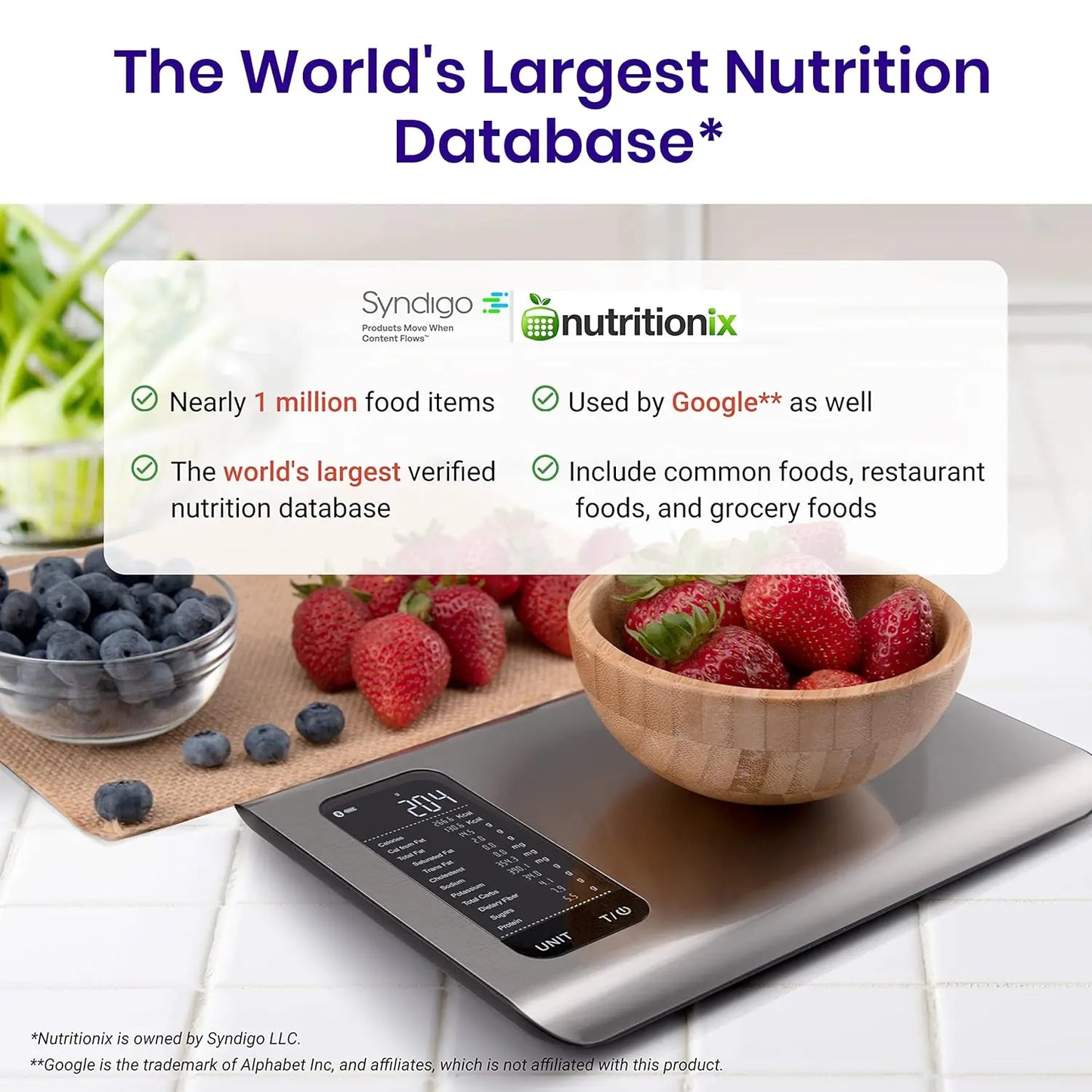 Food Kitchen Scale, Digital Grams and Ounces for Weight Loss With Smart Nutrition App, 19 Facts Tracking, Baking, Cooking