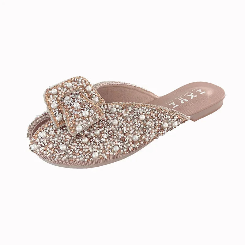For Women 2023 Loafers Glitter Slides Ladies' Slippers Peep Toe Flat Shoes Female Pantofle Fashion Jelly New Luxury
