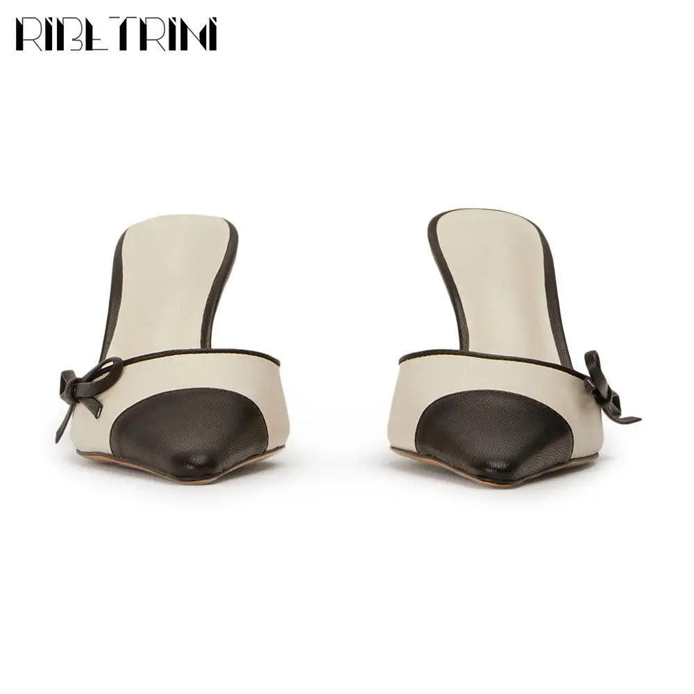 Spring Summer New Brand Mules Shoes Thin High Heels Pointed Toe Women Pumps Elegant Dress Sexy Luxury Quality Officel Lady Pumps