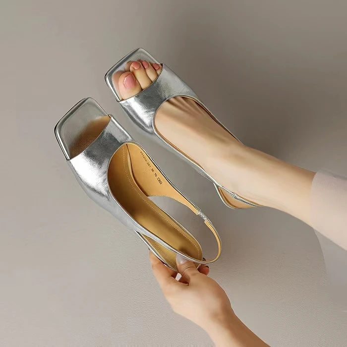 Open Toe Mid Heels Shoes Sandals Women Slides New Brand Pumps Shoes Party Designer Dress Women Slippers Zapatillas