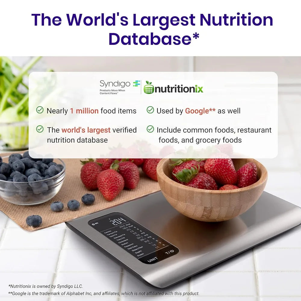 Food Kitchen Scale, Digital Grams and Ounces for Weight Loss With Smart Nutrition App, 19 Facts Tracking, Baking, Cooking