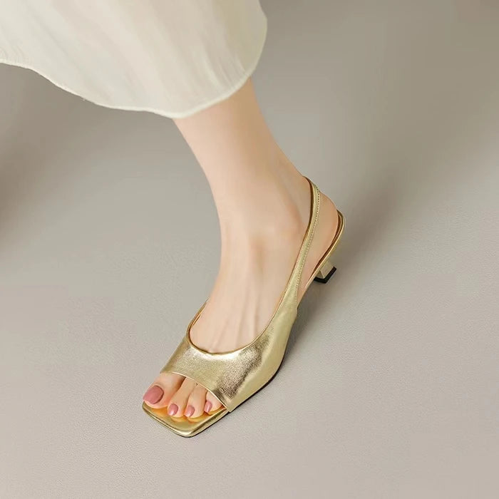 Open Toe Mid Heels Shoes Sandals Women Slides New Brand Pumps Shoes Party Designer Dress Women Slippers Zapatillas