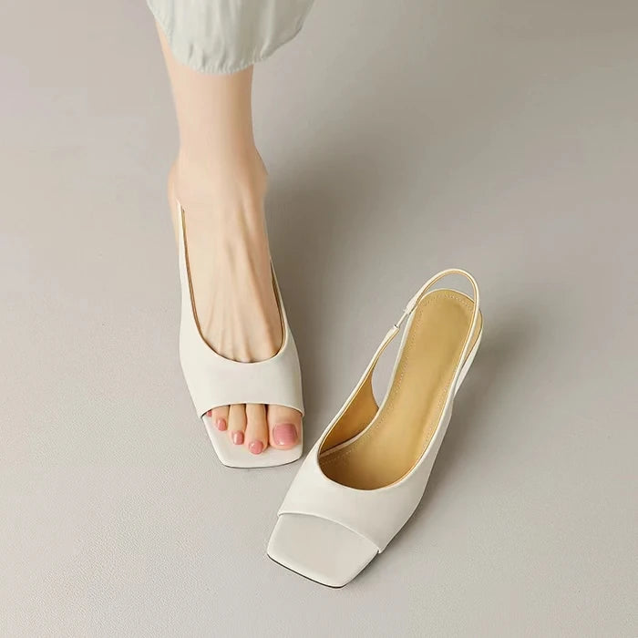 Open Toe Mid Heels Shoes Sandals Women Slides New Brand Pumps Shoes Party Designer Dress Women Slippers Zapatillas