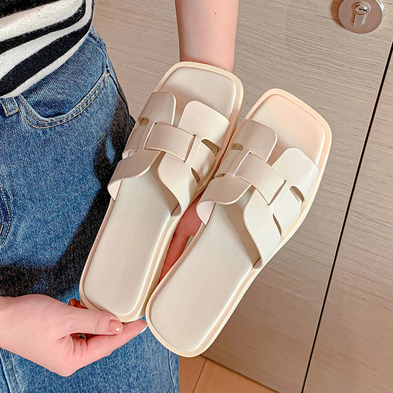 JOZHAMTA Size 34-40 Flats Slippers For Women Real Leather Low Heels Summer Shoes Woman 2023 Rome Slides Casual Platform Sandals