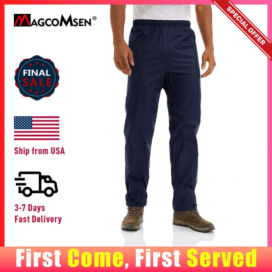MAGCOMSEN Men's Waterproof Overtrousers Rainwear Outdoor Pants Rain-proof Rain Pants Hiking Walking Trousers With Shoes Cover