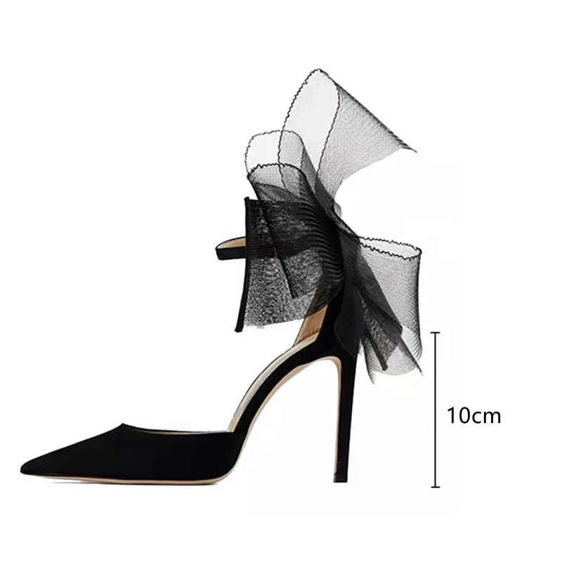 Brand Fashion bowknot Women Pumps Luxury Satin Thin High heels Party Prom Sandals Spring Summer Female Wedding Bridal Shoes