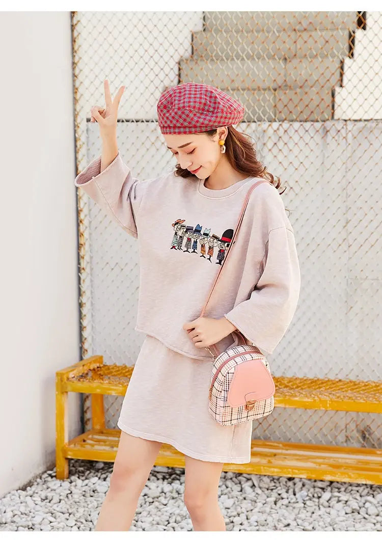 Ladies Check Lock Small Backpack Fashion Large Capacity Bags One Shoulder Diagonal Handbag Coin Purse Messenger Bag