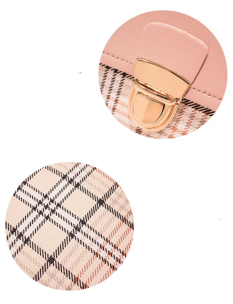 Ladies Check Lock Small Backpack Fashion Large Capacity Bags One Shoulder Diagonal Handbag Coin Purse Messenger Bag
